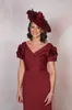 Burgundy Mother of the Bride/Groom Dress 2024 Jersey Rose Knee-Length Fit-n-Flare Formal Event Special Occasion Cocktail Party Wear Gown Wedding Guest Bridesmaid