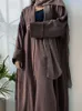 Ropa étnica Mujeres musulmanas Abayas Pantalones de dos piezas Trajes Vestido casual Sólido Cárdigan de manga larga Abaya Pantalones de pierna recta Conjunto a juego