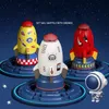 Sand Play Water Fun Space Rocket Launcher Toy Sprinkler Kids Spinning Flying Rocket Kids Outdoor Water Playing water toy Jet Toys Diy Sticker Gift 230614