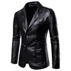 Men's Jackets 2023 Spring Autumn Fashion Men's Lapel Leather Dress Suit Coat / Male Business Casual Pu Blazers Jacket