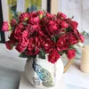 Fiori decorativi 1 mazzo Peonia europea Seta Rosa Fiore artificiale Bouquet da sposa per la decorazione domestica di nozze Falso
