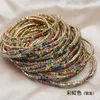 Billig 34 Multi Color 18K Gold Plated Shine CZ Crystal Tennis Armband Elastic 2mm Thin Stretch Rhinestone