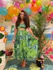 Vestido de dos piezas Bohemian Vacation Beach 2pcs Set Mujeres Floral Impreso Corto sin tirantes Tops y cintura alta Plisado Falda larga Traje Primavera Verano 230615