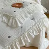 Bedding Sets Vintage French Romantic Lace Ruffles Black Rose Embroidery Cotton Set Duvet Cover Flat/Fitted Sheet Pillowcases