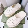 Perforated Rubber Flats Sandals Luxury Platform Slide Soft Hollow Pattern Made Blue Purple Green Yellow Red Black White Thick Sole slippers size 35-41