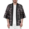 Roupas étnicas verão casual masculino feminino japonês floral estampado manga 3/4 quimono praia camisa yukata haori cardigã tops