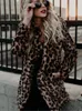 QNPQYX New Winter Women Faux Fur Coats Vintage Leopard Female Loose Warm Coats Casual Street Lady Animal Print Thick Outwears