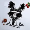 Bras Sets 3 Piece Feather Decorated Transparent Lace Exotic Women Sexy Lingerie Underwear Set Chain Panty Garter Luxury Kit