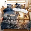 Bedding sets White Horse Duvet Cover Set KingQueenFull Size Steed Print Decorative Comforter Cover Microfiber Quilt Cover Luxury Soft White 230614