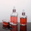 Clear Glass Essential Oil Parfym Bottles Square Droper Bottle With Rose Gold Cap 10 ml till 100 ml Dhufx