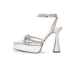 2023 Summer Platform Sandaler Bow Tie Crystal Bow Tie Gladiators Womens Pumpar