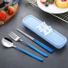 Ensembles de vaisselle en acier inoxydable Vaisselle portable Boîte à lunch Ensemble de trois pièces Fourchette Cuillère Baguettes Ustensiles de cuisine pour enfants Outils de voyage