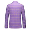 Costumes pour hommes 2023 ensemble de costume pour hommes violet Plaid affaires Slim Fit marié robe de mariée homme trois pièces haut pantalon réservoir