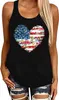 Womens Leopard American Flag Star Tank Tops Söta 4 juli Independence Day Sunflower Graphic Tees T-shirts