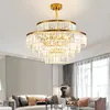 Ljuskronor FSS Modern LED Luxury Round Golden Crystal Chandelier Lighting For Living Room Dining Lamp Sovrum Inomhus Ljusarmaturer