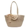 Beach Bags 23 New Vine Knitted Pearl Tote Bag Women's Handwoven Handbag Vacation Style Large Capacity Shoulder