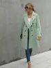 Женские траншевые пальто моды женщины повседневное сплошное покрытие взрослое элагант с длинными рукавами шейки с двойной грудью для самок 230615