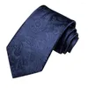 Bow Ties 2023 Navy Blue Paisley Luxury Silk Men slipsar Nedelkedjan Hanky ​​manschettknapp för bröllop Hi-Tie Designer grossist