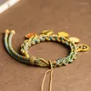 Pulseras con dijes Estilo étnico tibetano Cinco caminos Dios de la riqueza Ojo Thangka Tejido a mano Juego literario Ocho hilos Cuerda Pareja Pulsera