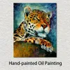 Urban Widelife Animal Canvas Art Leopard Handgjord abstrakt målning Modern dekor för kontor