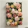 Dekorative Blumenkränze, 3D, 40 x 60 cm, künstliche Seide, Rose, Hortensie, Blumenwand, Simulation, Hintergrunddekoration, Hochzeit, Zuhause, Christus, Dhe1S