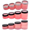 100 150 200 250ml Plastic Jars Pink PET cosmetic jar storage cans round Bottle with window aluminum lids for cream mask Cuxhj