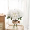 Fleurs séchées 15 pièces pivoine blanche fleur artificielle en soie de haute qualité bricolage faux Bouquet pour fête de jardin bureau à domicile décoration de mariage intérieur