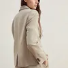 Blazer da donna firmati Giacca Brunello Cuccinelli Cappotti da completo per il tempo libero a maniche lunghe in lino marrone chiaro