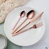 Dinnerware Sets 24Pcs Rose Gold Cutlery Set Stainless Steel 18/10 Forks Knives Spoons Tableware Black