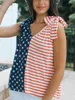 Dames Tanks Dames 4 juli Crop Tops Sterren Strepen Print Zomer Shirt Basic mouwloos vest Esthetische kleding voor streetwear (rood XL)