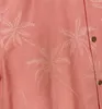 Men's Casual Shirts Summer Clothes For Men Silk Shirt Short Sleeve Coconut Palm Jacquard Weave Pink Loose Plus Size XL