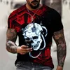 Men's T-skjortor Fashion Summer Horror Skeleton 3D Print Men's T-shirt O-Neck Kort ärm Casual andningsbara överdimensionerade Male Tees Top Men