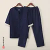 Men's Tracksuits Mens Clothing Tang Suit Sets 2023 Summer Men Beachwear Linen Fashion Male Set Chinese Style Hanfu Shirts Trousers