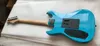 Özel Mağaza ST Model Blue Electry Guitar 24 FRETS Akçaağaç boyun SSH Pikap Çift Sarsıntı Siyah Gitar Aksesuarları