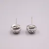 Stud Earrings Real Silver 925 For Women Female Girl Gold Korean Red Garnet National Style Round Gift