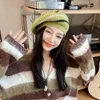 Berets Beret Knitted Cap For Women Jamaican Rasta Knit Beanie Hat 2023 Winter Multi-colour Leaves Hip Hop Fashion