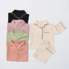 Pyjamas Spring Autumn Baby Boy Girl Simple Loose Pyjamas Set Toddler Child Long Sleeve Solid Cotton Sleepwear 2 PCS Suits 0-5 Years 230614