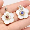 Charms 1Pcs Natural Mother Of Pearl Shell Pendant Carved Flower Tiger Eye Rose Quartzs For Jewelry Making DIY Necklace Earring