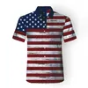 Independence Day Designer shirt mens shirt USA Flag Print Shirt Men New Short Sleeve Chemise Homme Casual Slim Fit Striped Flag Summer Mens 3D Shirts XXXL