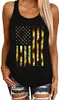 Womens Leopard American Flag Star Tank Tops Söta 4 juli Independence Day Sunflower Graphic Tees T-shirts
