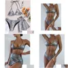 Dames zwemkleding dames lederen slangprint halterneck split bikini zwempak erup threepiece set ontwerper badpak zomer surf dr. Dhql