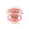 Neus Ringen Studs Volledige Oranje Kleur Kubieke Zirkoon Fangs Tanden Top Bottom Grills Mond Punk Caps Cosplay Party Rapper Hip Hop Sieraden 230614