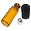 Garrafas de armazenamento 10 peças 5ml/10ml vidro âmbar fino rolo em frasco de teste de amostra frascos de óleo essencial com rolo de metal/bola de vidro