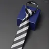 Bow Ties High Quality 6cm Slim Zipper Tie för män Business Work Slits klassisk svartblå nackmode formell med presentförpackning