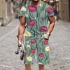 Men's Tracksuits Summer Men's Sets Short Sleeve Tshirt Pants 2 Piece Vintage Botanical Flower Pattern 3D Printed Oversized SportsWear