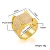 2023 Micro pavage Cz pierre hommes mode anneau glacé Bling couleur or laiton Anel Masculino pour hommes cadeau bijoux