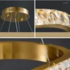 Lustres lustre de cristal moderno para sala de jantar ouro escovado led cristal lâmpada ilha de cozinha luminária suspensa