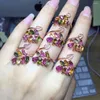 Cluster Rings KJJEAXCMY Boutique Jewelry 925 Silver-inlaid Natural Tourmaline Garnet Female Miss Ring Mini Support Detection