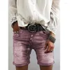 Jeans denim hög midja shorts kvinnors snäva överdimensionerade avslappnade sommar kort stretch blå vatten street retro byxor