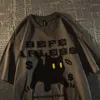 Streetwear Dark Punk Goth Schwarze Katze Grafik T Shirts Männer Frauen Hip Hop Oansatz Tops Übergroßen Sommer Große 2XL Harajuku